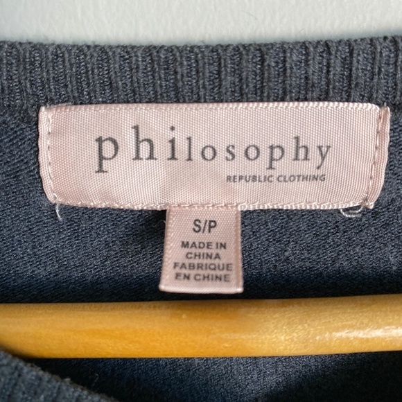 Philosophy Republic Women's Gray Front Button Long Sleeve Cardigan Sweater Small - Picture 2 of 11